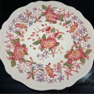 Vintage Spode Aster Red Dinner Plates (2) Copeland